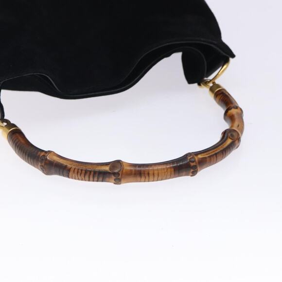 GUCCI Bamboo Hand Bag Suede Black Gold 001 1014 001 1014 - Picture 7 of 12